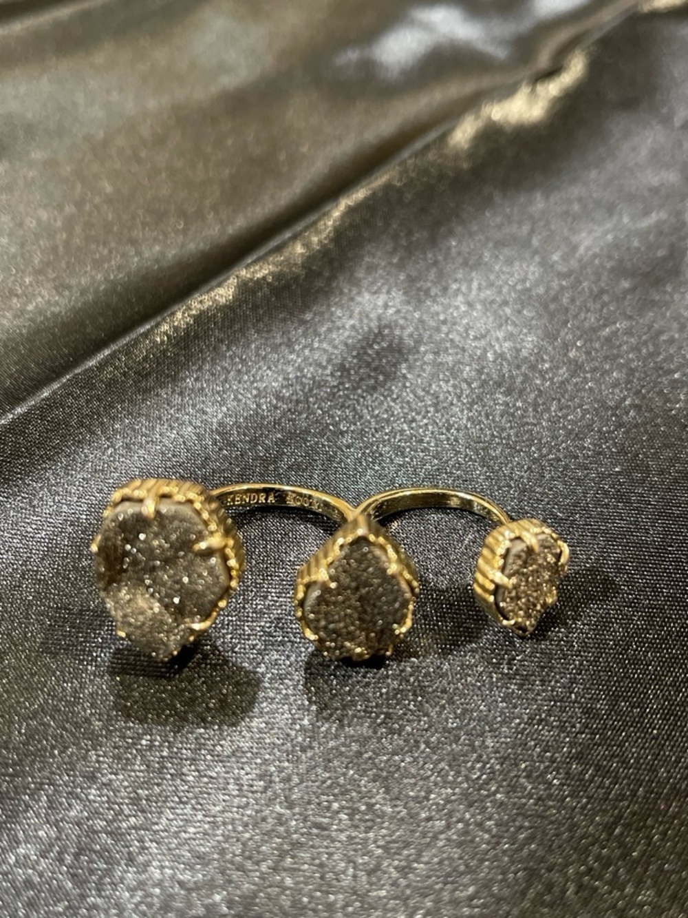 Kendra Scott Gold Triple Druzy Ring with Silver Stones